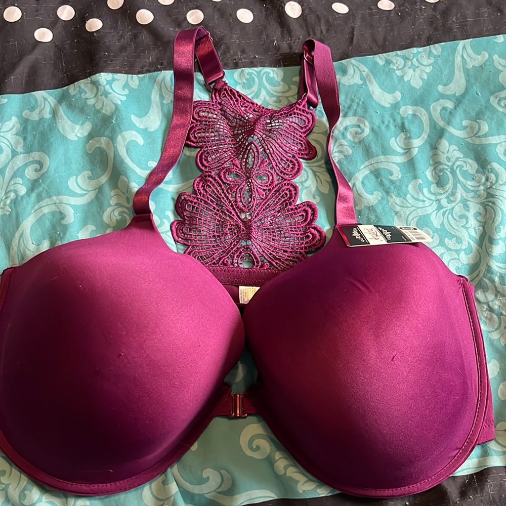 Angelina 42DD Front Open Lace Back Bra